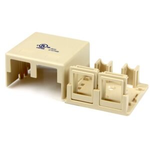 Dual Cat 5e RJ45 Wall Box - Ivory