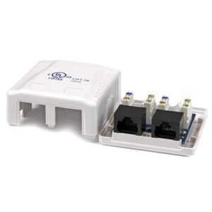Dual Cat 5e RJ45 Wall Jack White with Keystone Jacks