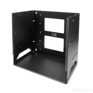 2-Post 8U Open Frame Wall Mount Network Rack with Built-in Shelf, Wall Mount Data Rack with Adjustable Depth for AV / Computer / IT