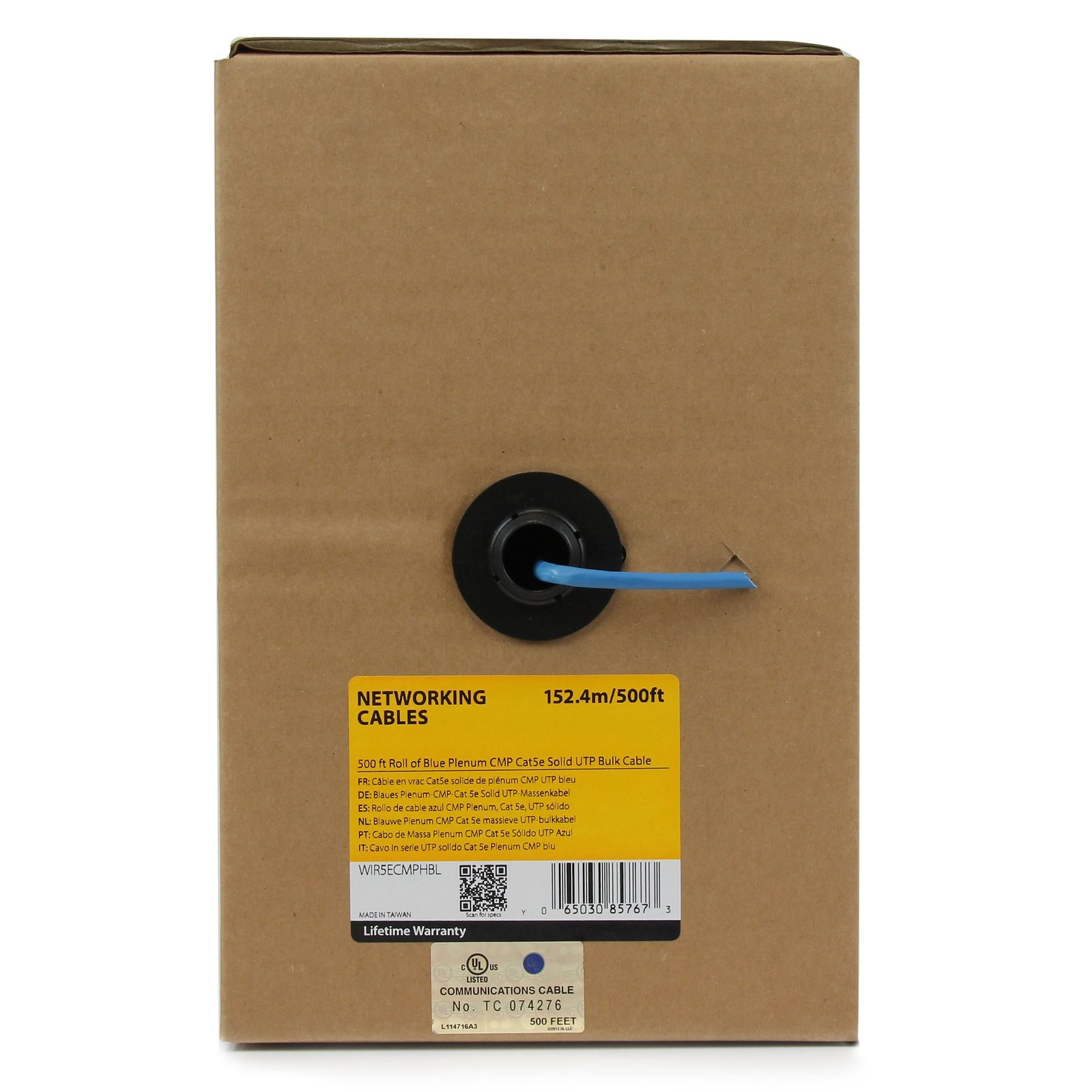 Bulk Cat 5e Ethernet Cable - 500 ft. - Solid - Plenum CMP - Blue - TAA Compliant - Image 2