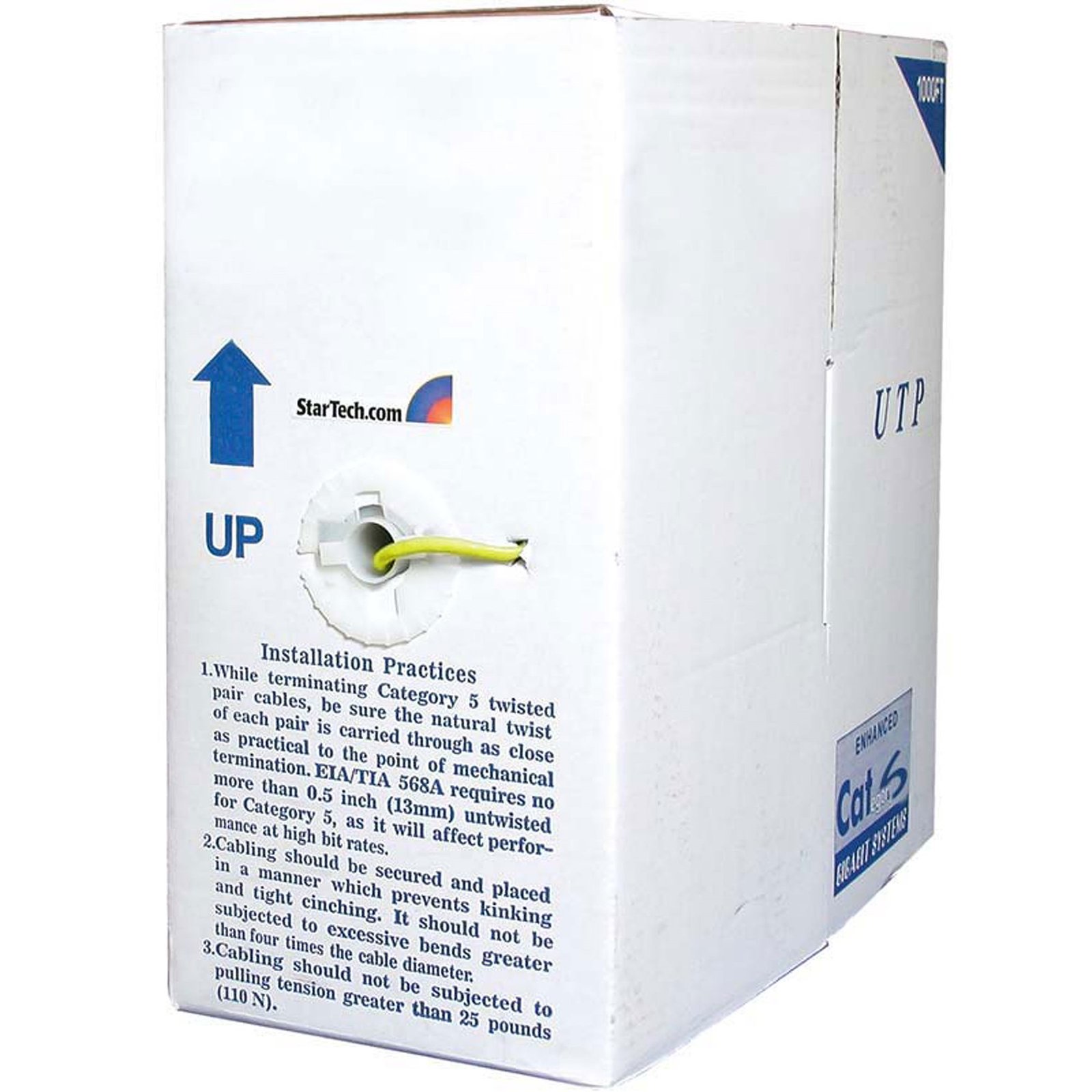 Bulk Cat6 Ethernet Cable - 1000 ft. - Stranded - CM-Rated for In-Wall Use - Yellow