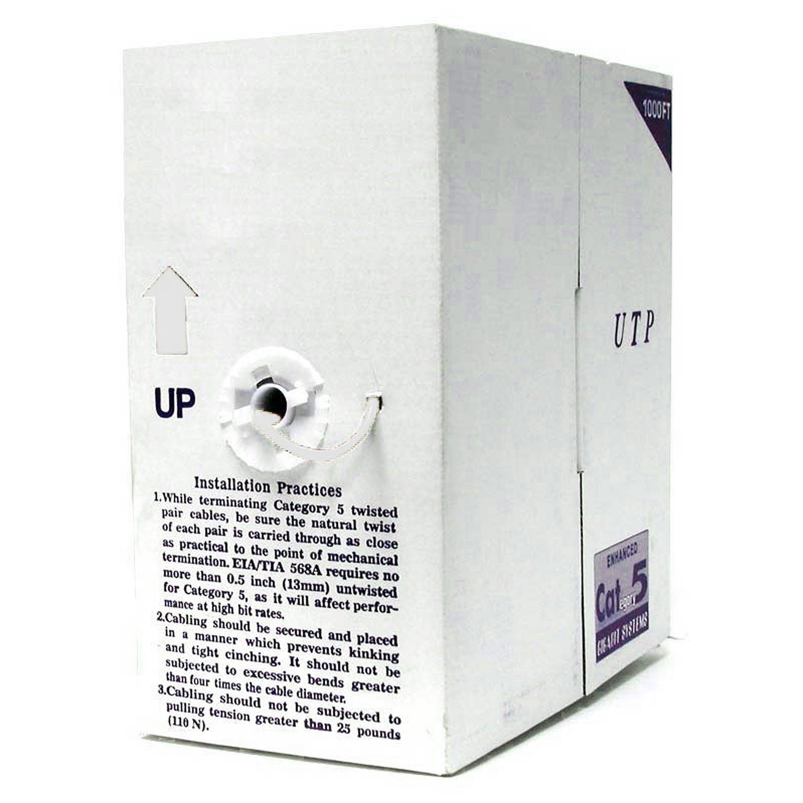 White Cat 5e Stranded UTP Patch Cable - Sold by the Foot