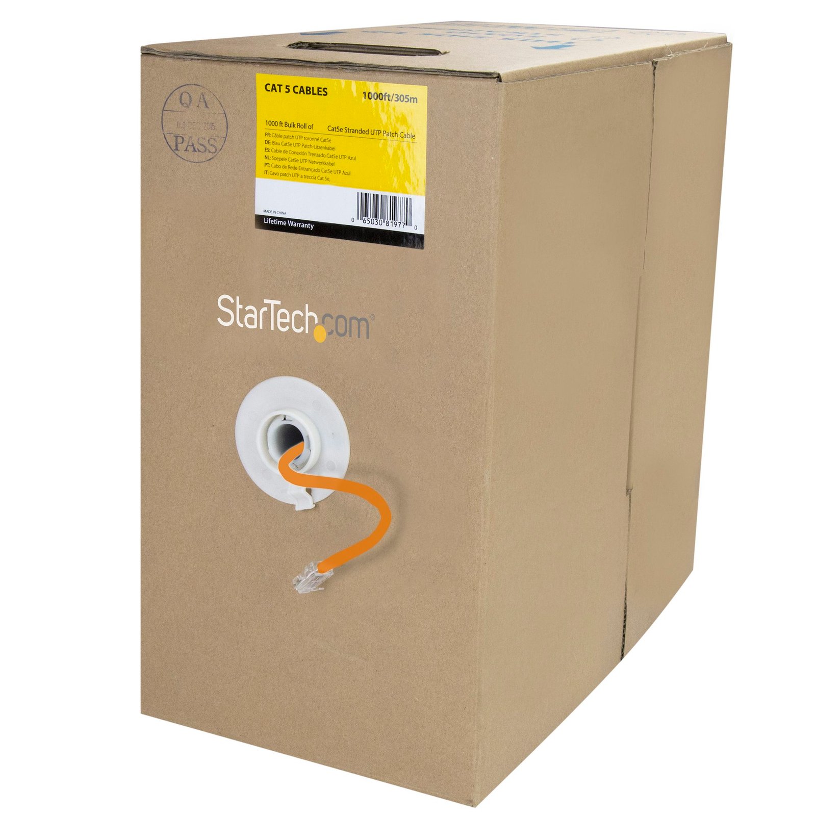 Bulk Cat 5e Ethernet Cable - 1000 ft. - Stranded - Orange