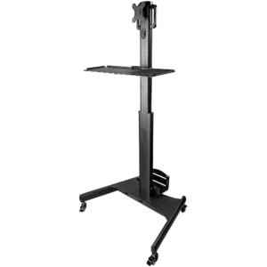 Mobile Workstation Cart with Monitor Mount, CPU/PC Holder, Keyboard Tray - Ergonomic Height Adjustable Desktop Computer Cart - Rolling