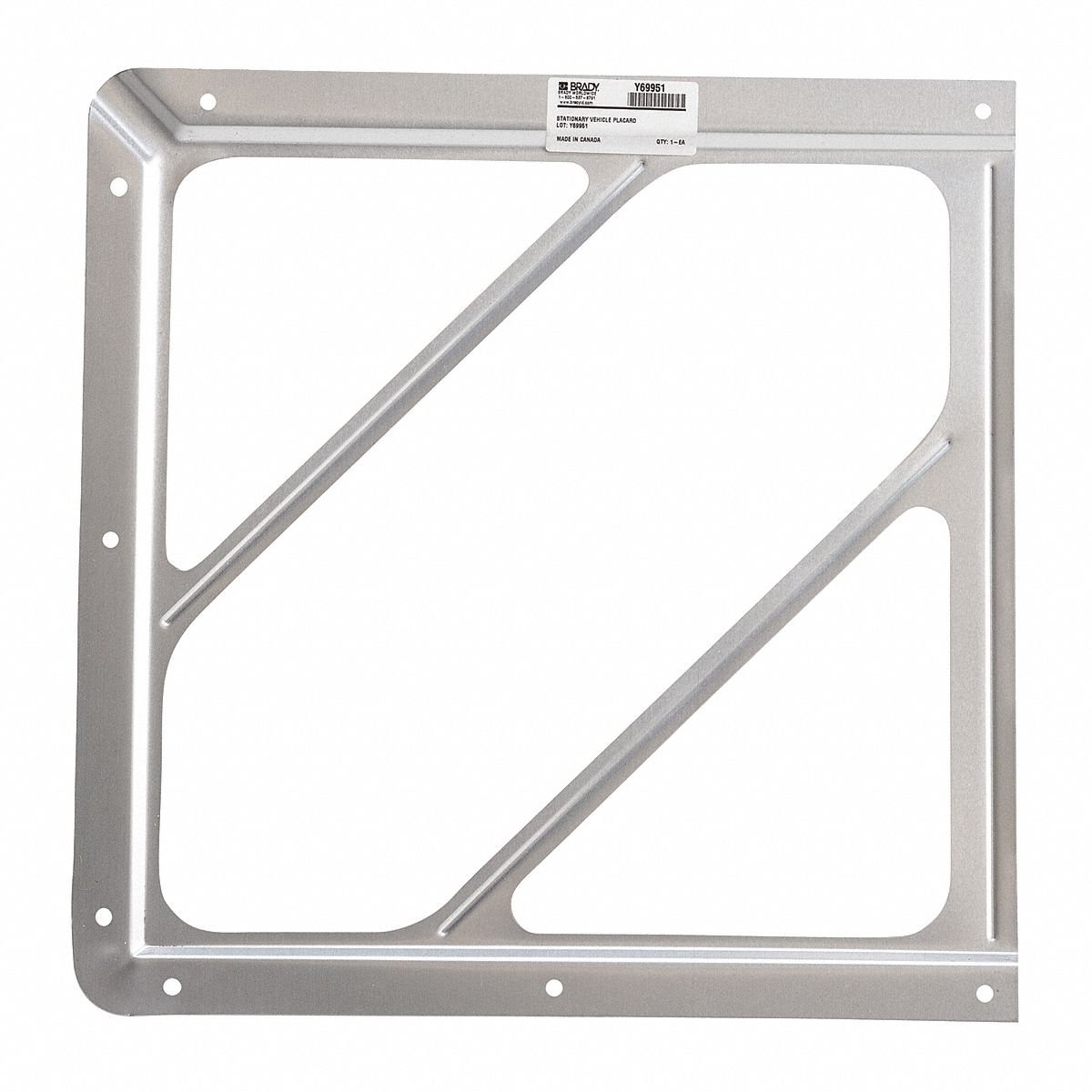 Vehicle Placard Holder: Front Plate Placard Holder, 10 3/4 in Wd, 10 3/4 in Ht, Aluminum