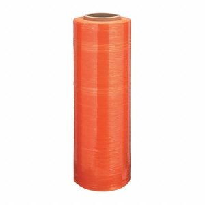APPROVED VENDOR Stretch Wrap Film: 80 ga Gauge, 18 in Overall Wd, 1,500 ft Overall Lg, Orange, Hand