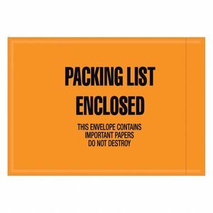 APPROVED VENDOR Packing List Envelopes: 4 1/2 in Outside Ht, 6 in Outside Lg, Orange, 1,000 PK