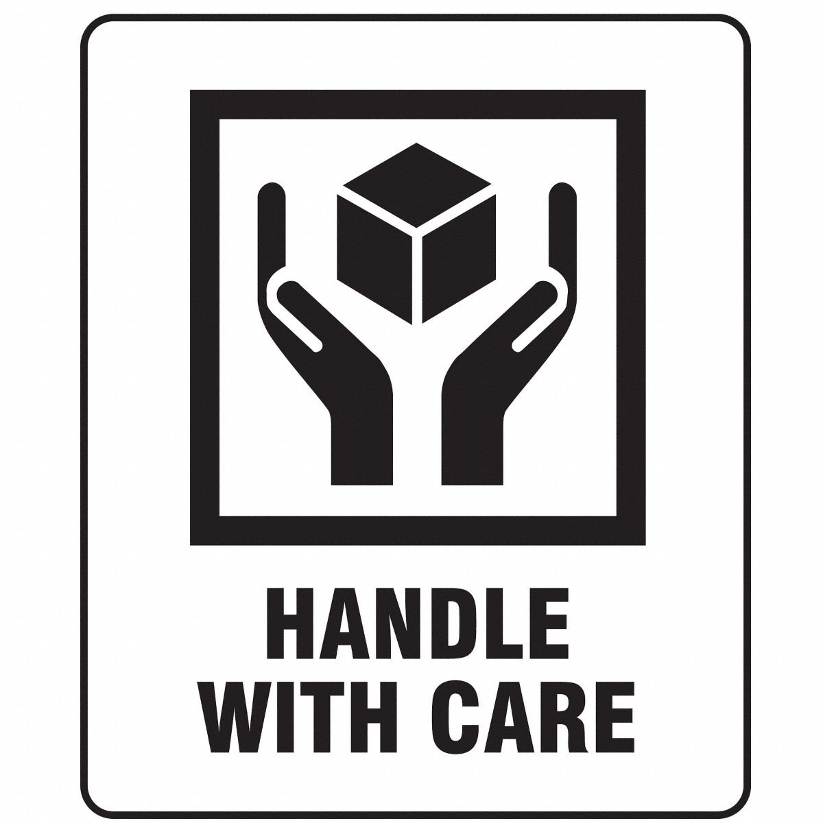 Instructional Handling Label: Handle with Care, 4 in x 3 in, White, 100 Labels per Roll, 100 PK