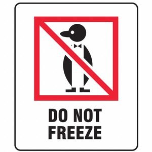 Instructional Handling Label: Do Not Freeze, 4 in x 3 in, White, 500 Labels per Roll, 500 PK