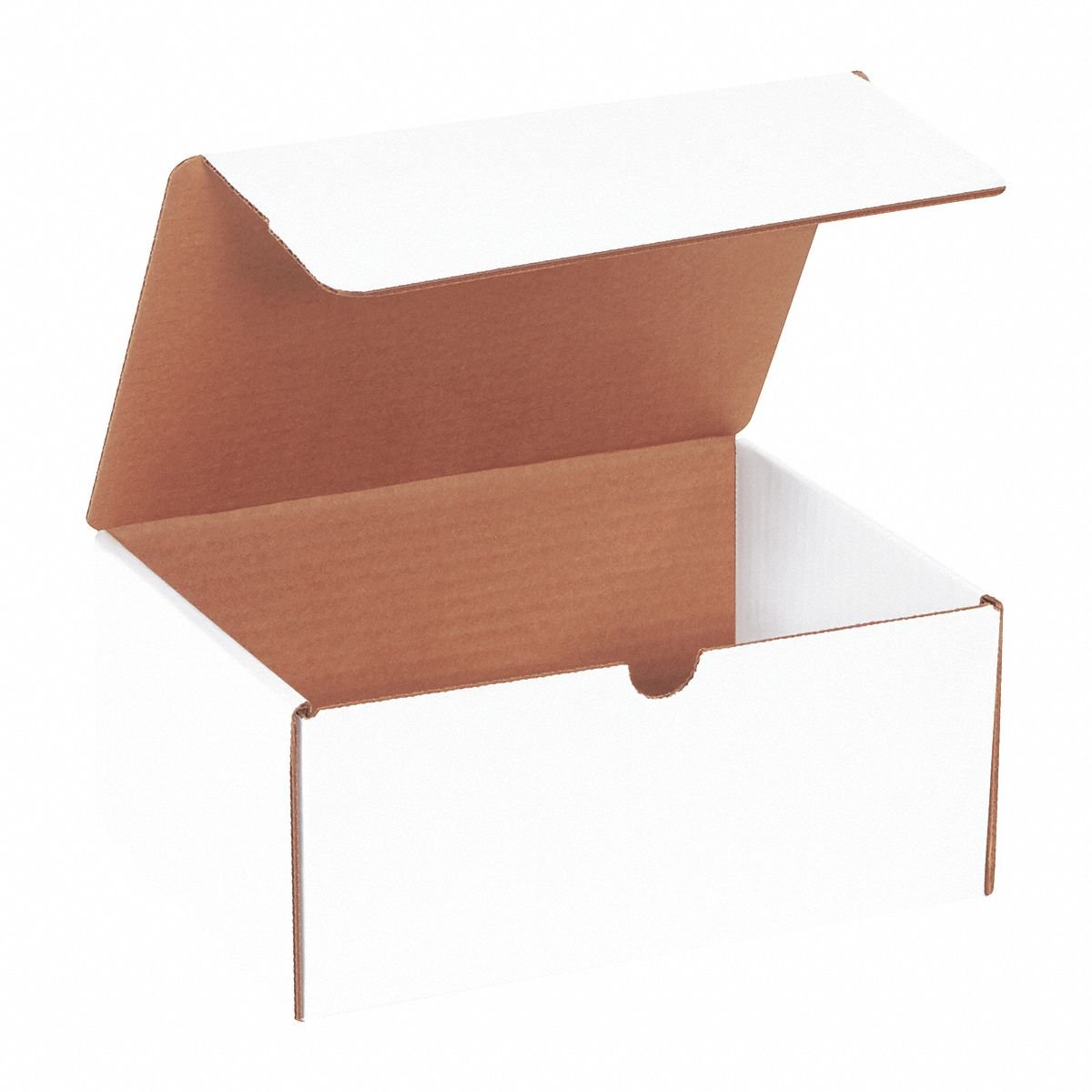 Literature Mailer: White, ECT-32-B, Corrugated Cardboard, Single Wall, 9 in x 6 1/2 in x 4 in