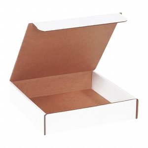 Literature Mailer: White, ECT-32-B, Corrugated Cardboard, Single Wall, 9 in x 9 in x 2 in