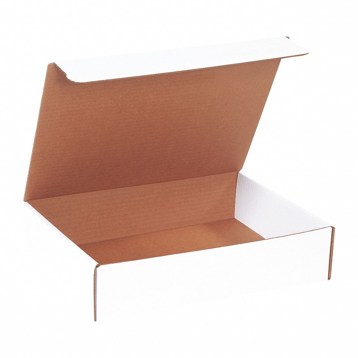 Literature Mailer: White, ECT-32-B, Corrugated Cardboard, Single Wall, 13 in x 10 in x 3 in