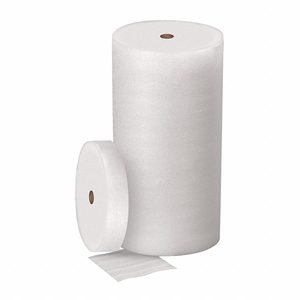 Packing Foam Roll: 1/32 in Foam Thick, 6 in Roll Wd, 2,000 ft Roll Lg, White, Non-Perforated