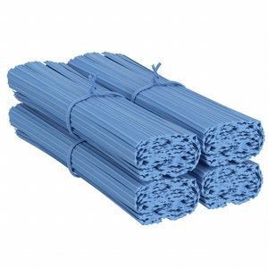Twist Ties: 8 in Lg, 1/4 in Wd, Wire, Blue, 10,000 PK