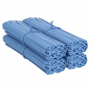 Twist Ties: 5 in Lg, 1/4 in Wd, Wire, Blue, 10,000 PK