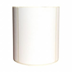 Barcode Printer Label: 4 in Label Wd, 2 in Label Ht, White, 1 in Core Dia., Matte, Perforated