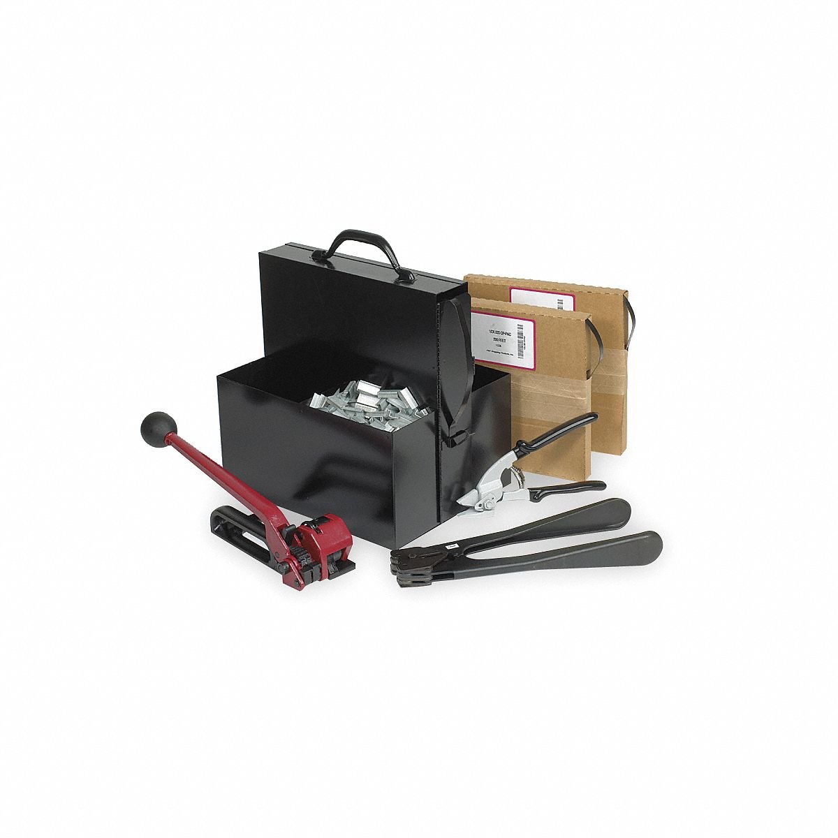 APPROVED VENDOR Steel Strapping Kit: Fits 3/4 in Strap Wd, 0.02 in Thick, 1,765 lb Break Strength