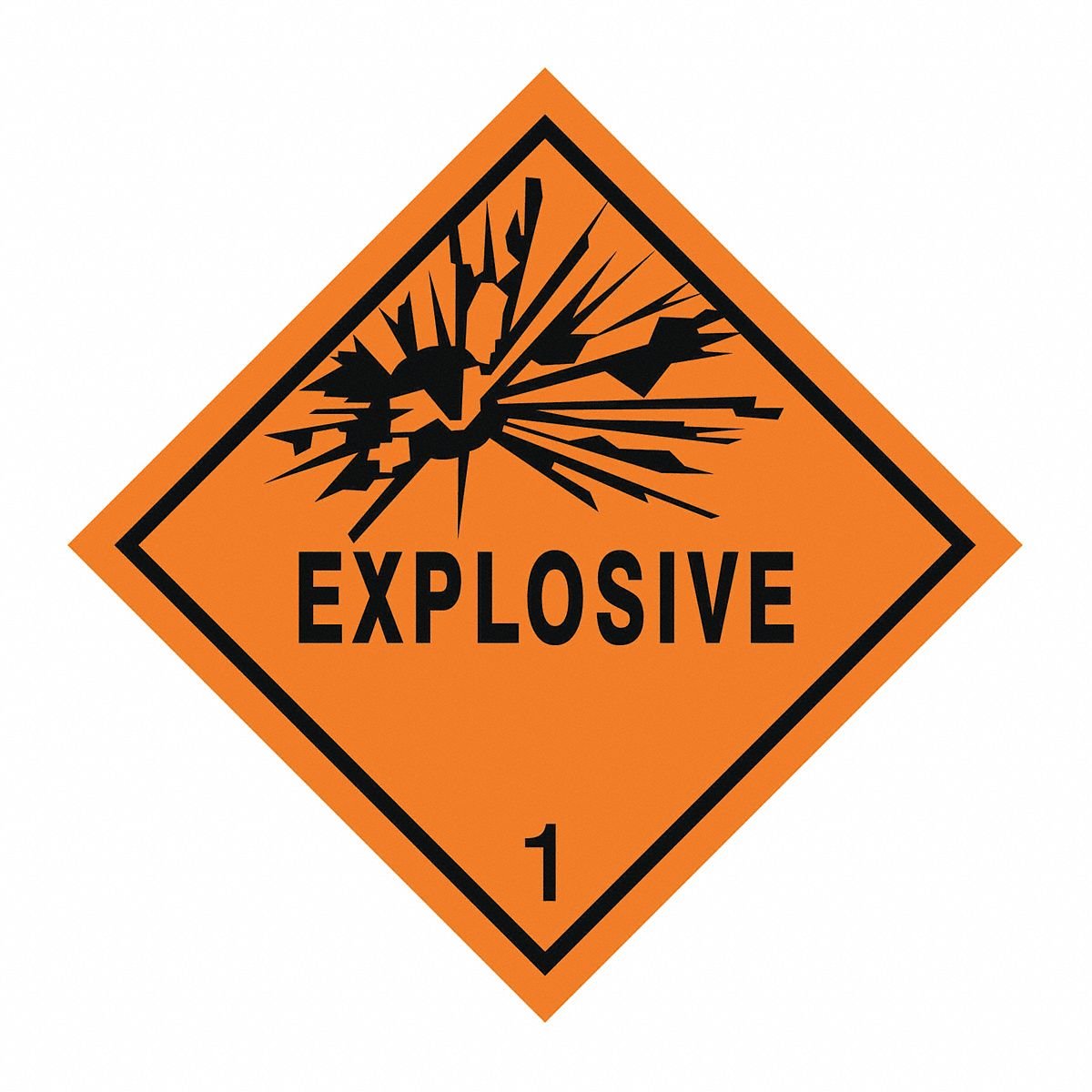 APPROVED VENDOR DOT Container Label: Explosive, 4 in x 4 in, 4 in Label Ht, 4 in Label Wd, 25 PK