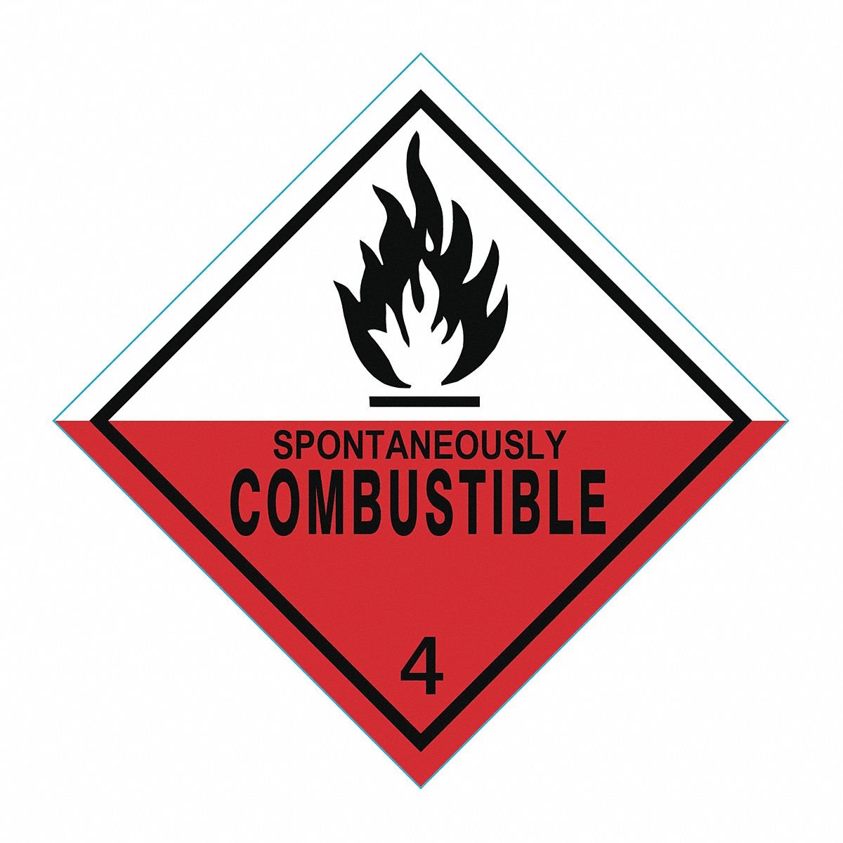 APPROVED VENDOR DOT Container Label: Spontaneously Combustible, 4 in x 4 in, 4 in Label Ht, 100 PK