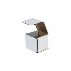 Literature Mailer: 3 in x 3 in x 3 in, White, ECT-32-B, Corrugated Cardboard, Single Wall, 50 PK