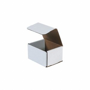Literature Mailer: 5 in x 4 in x 3 in, White, ECT-32-B, Corrugated Cardboard, Single Wall, 50 PK