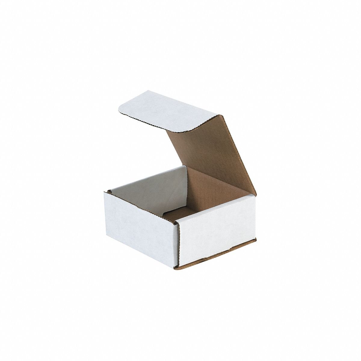Literature Mailer: 4 3/8 in x 4 3/8 in x 2 in, White, ECT-32-B, Corrugated Cardboard, 50 PK