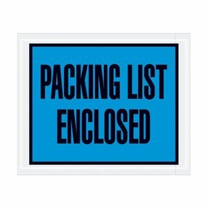 APPROVED VENDOR Packing List Envelopes: 5 1/2 in x 4 1/2 in, Packing List Enclosed, Blue, 1,000 PK