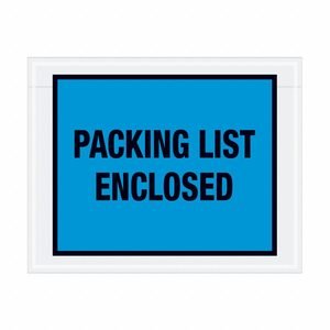 APPROVED VENDOR Packing List Envelopes: 5 1/2 in x 7 in, Packing List Enclosed, Blue, 1,000 PK