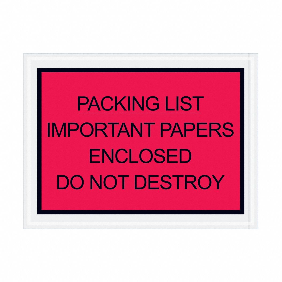 APPROVED VENDOR Packing List Envelopes: 6 in x 7 in, Important Papers Enclosed, Red, 1,000 PK