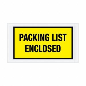 APPROVED VENDOR Packing List Envelopes: 10 in x 5 1/2 in, Packing List Enclosed, Yellow, 1,000 PK