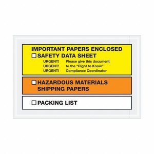 APPROVED VENDOR Packing List Envelopes: 10 in Outside Ht, 6 1/2 in Outside Lg, Centered, 1,000 PK