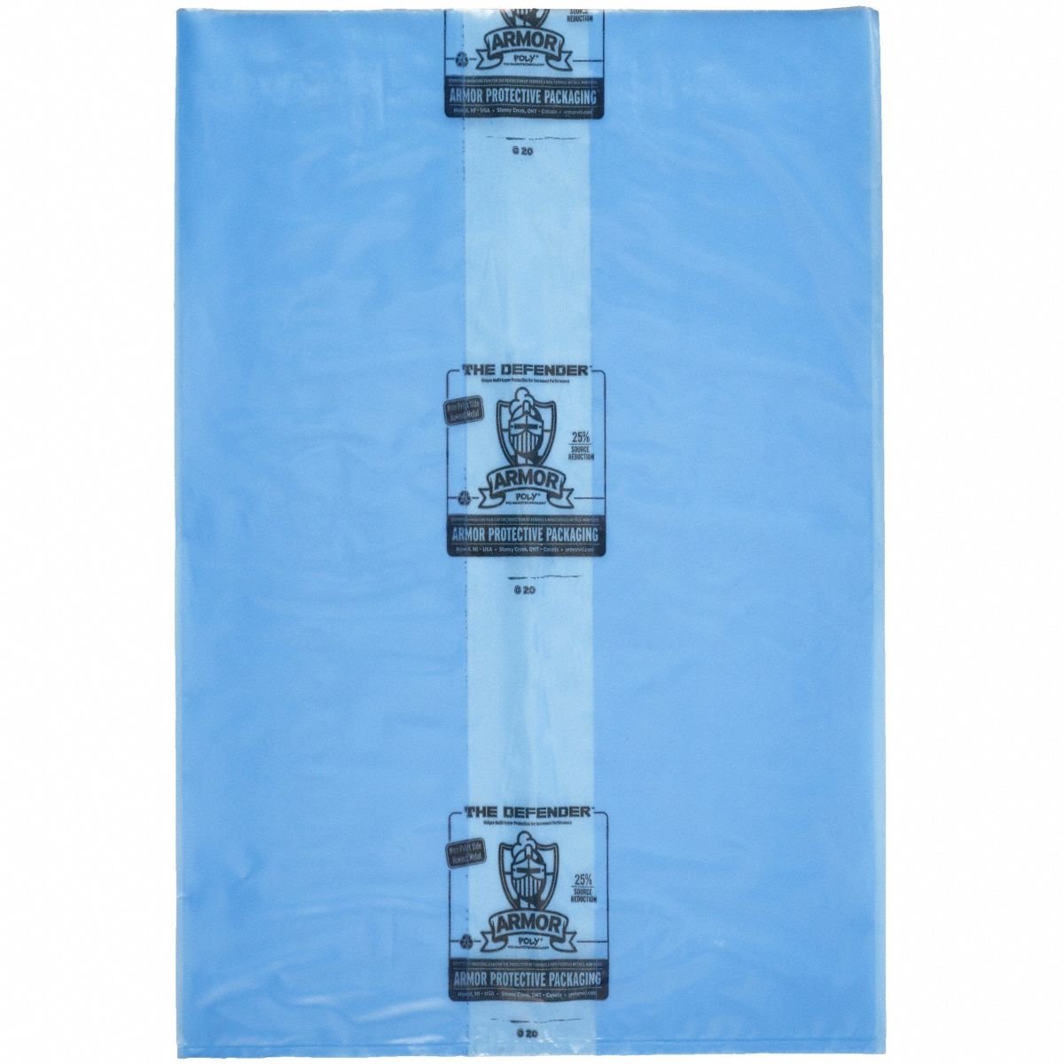 Open-Ended Bag: 4 mil Thick, 54 in Wd, 96 in Lg, 44 in, Blue, Roll, Gusseted, Open Top, 25 PK