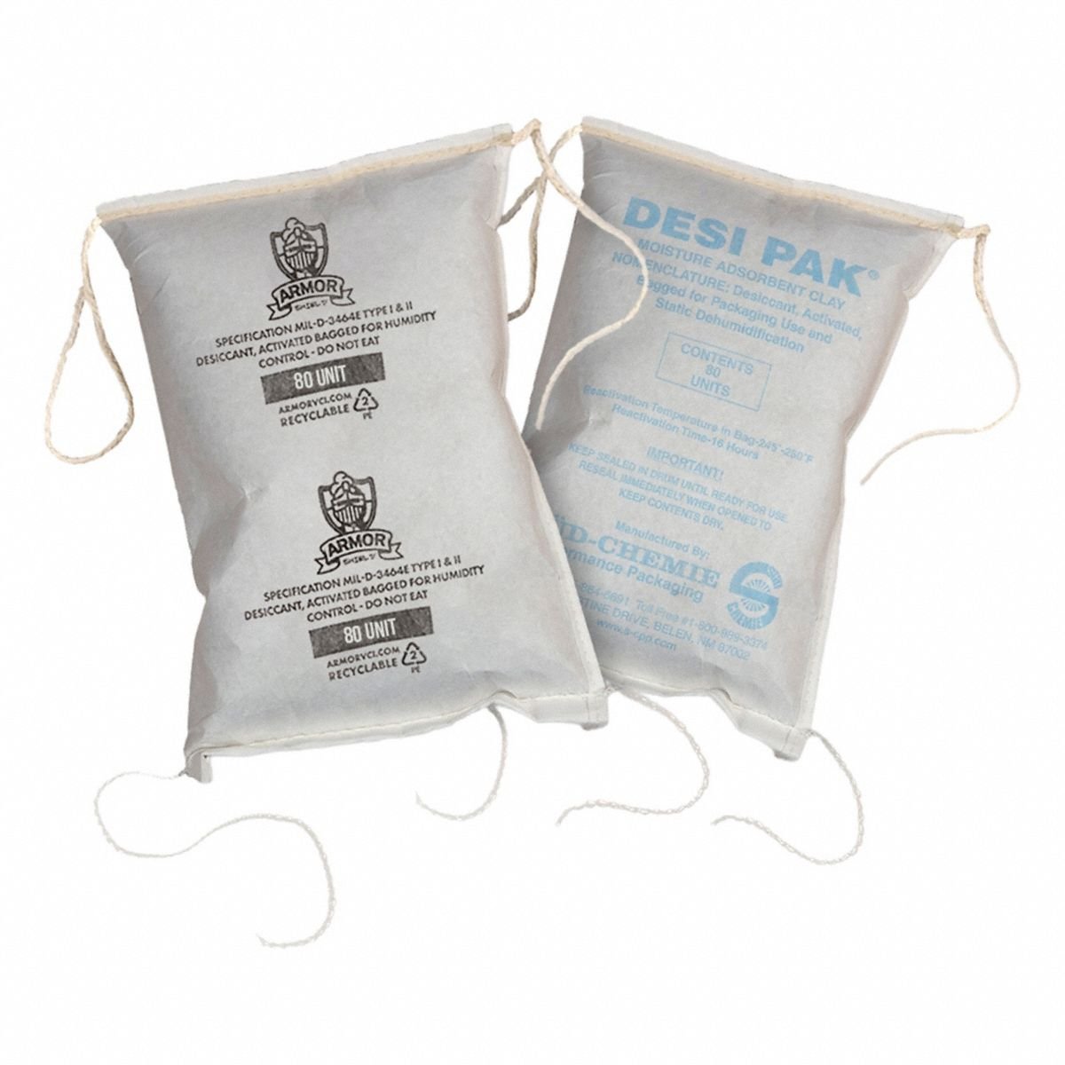 Desiccant Bag: 13 in Wd, 9 in Lg, 66.67 cu ft Area Protected, 80 g Desiccant Bag Size, 30 PK