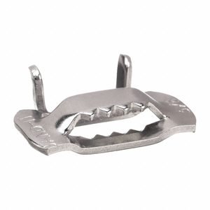 BAND-IT Strapping Buckle: Fits 3/8 in Strap Wd, Stainless Steel, 50 Qty, Flat, Regular Duty, 50 PK