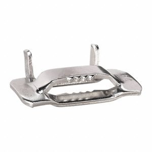 BAND-IT Strapping Buckle: Fits 5/8 in Strap Wd, Stainless Steel, 50 Qty, Flat, Regular Duty, 50 PK