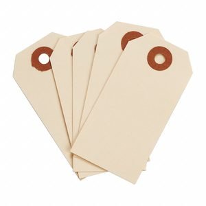 BRADY Shipping Tag: #2, 3 1/4 in Tag Ht, 1 5/8 in Tag Wd, 30 Points, Manila, Cardstock, 1,000 PK