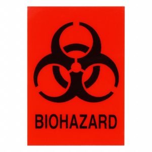 BRADY Label: Biohazard, 2 in x 2 7/8 in, 2 in Label Wd, 2 7/8 in Label Ht, Vinyl, Label, 25 PK