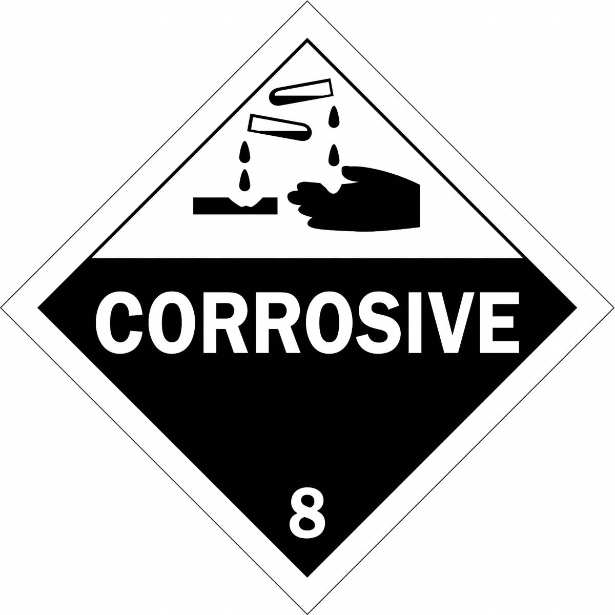 BRADY DOT Container Placard: Corrosive, 10 3/4 in x 10 3/4 in, 10 3/4 in Label Ht, Placard