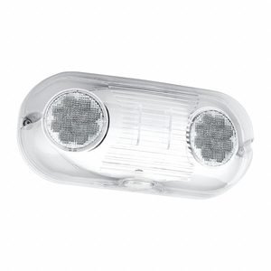 Emergency Light: 2.72 W Lamp Watt, 3.6 W Emergency Watt, 120V AC, 2 Lamp Heads, Plastic, Surface