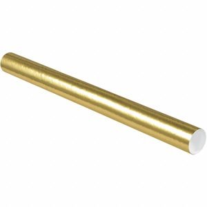 Mailing Tube: 3 in x 36 in, 1/16 in Wall Thick, Gold, 24 PK