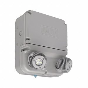 LED Emergency Light: 12 W Lamp Watt, 24 W Emergency Watt, 120V AC, 2 Lamp Heads, Plastic, Surface