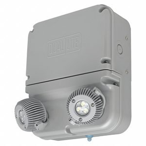 Emergency Light: 3 W Lamp Watt, 12 W Emergency Watt, 120V AC/277V AC, 2 Lamp Heads, Plastic, Surface