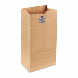 Grocery Bag: 6 1/6 in Wd, 4 1/6 in Dp, 12 1/2 in Ht, Grocery Bag, Kraft, 400 PK