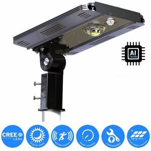 Solar Powered Outdoor Light: 1,600 lm, 5000K, 10 W, Silver, Type IV