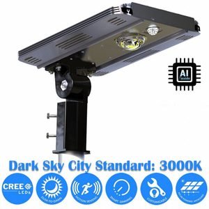 Solar Powered Outdoor Light: 1,600 lm, 3000K, 10 W, Silver, Type IV