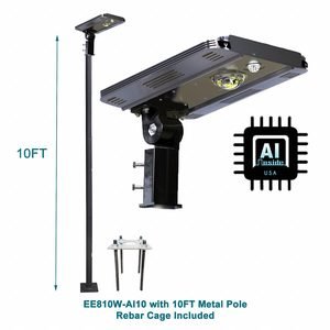 Solar Powered Outdoor Light: 1,600 lm, 5000K, 10 W, Silver, Type IV