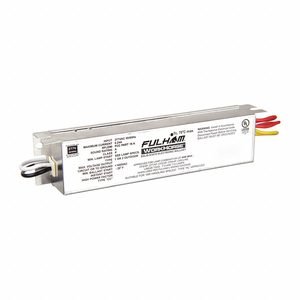 FULHAM Fluorescent Ballast: 120V AC, 1/2 Lamps Supported, 6 1/2 in Overall Lg, 1 1/2 in Overall Wd