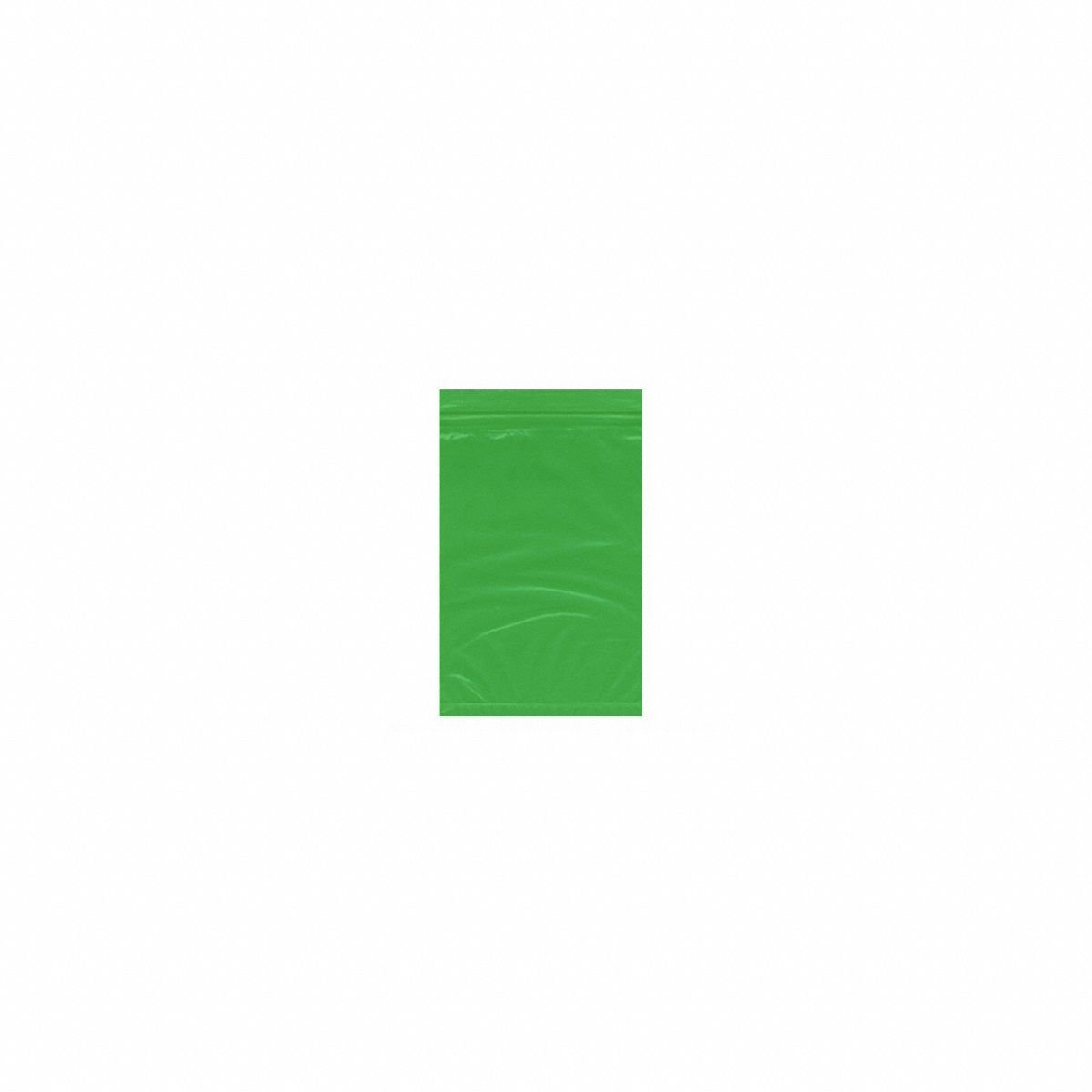 APPROVED VENDOR Packaging Bag: Green, 2 mil Thick, 3 in Wd, 5 in Lg, Zipper Bag, 1,000 PK