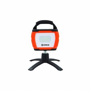 GROZ Temporary Job Site Light: 3,000 lm Max Brightness, LED, 3, 3 Brightness Levels, 1 Lamp Heads