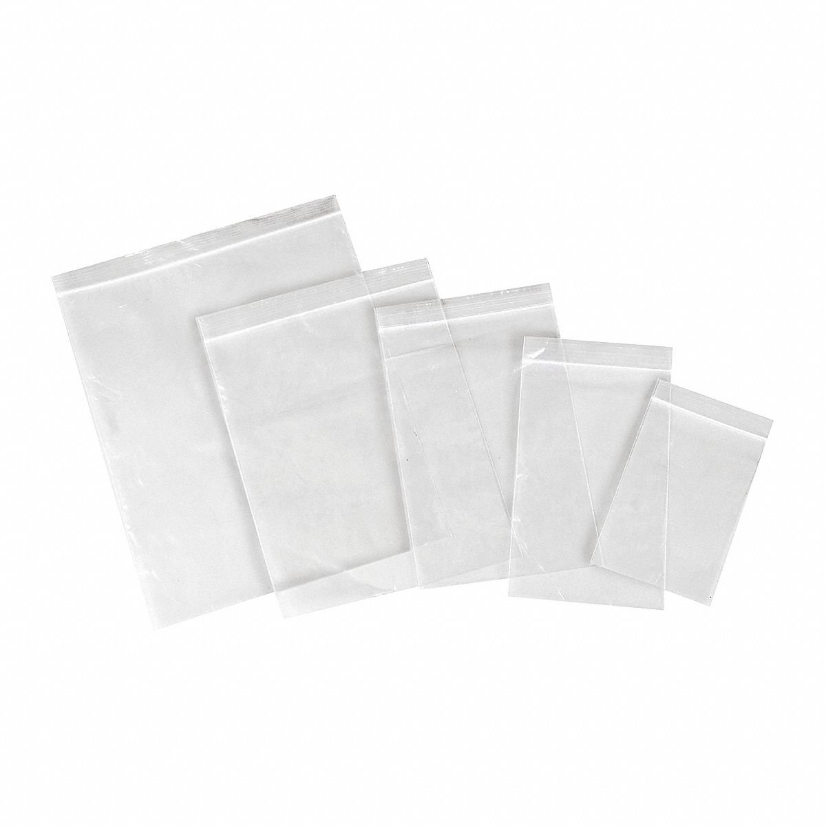 HCS Reclosable Bag: 2 mil Thick, 4 in Wd, 6 in Lg, Hang Hole Not Included, Flat Pack, 1,000 PK